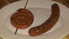 Ligavec (croqueta enrollada) y Llukamik me rigon (salchicha)