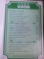 Menú en Soda Wuacho, Manzanillo