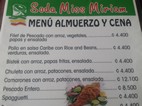 Menú en Miss Miriam, Tortuguero