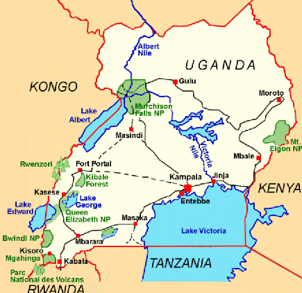 Mapa de Uganda