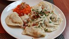 Pierogis de carne con panceta y chicharrones